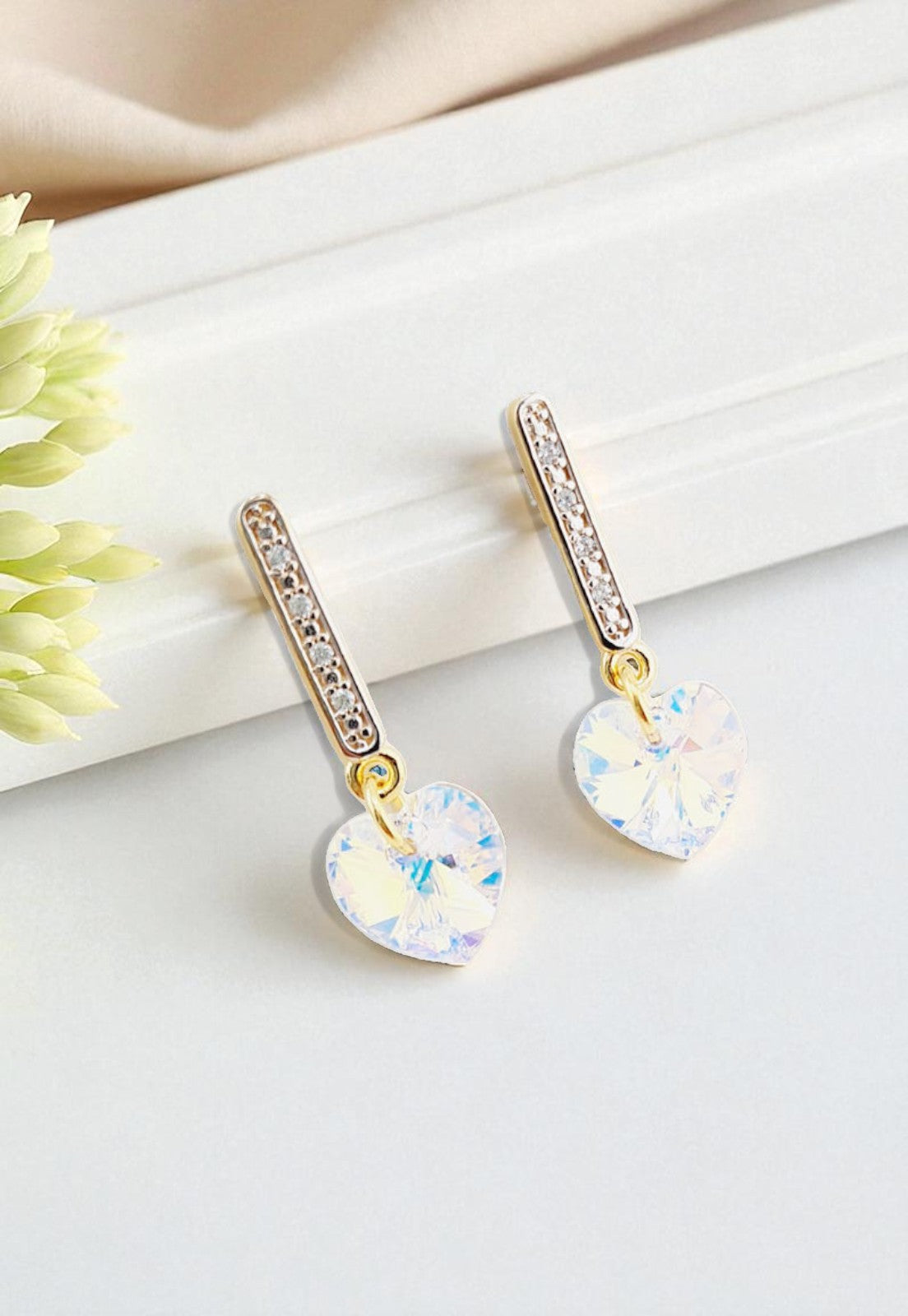 Conjunto Romance Gold 24K Cristal Genuino Aurora Boreal