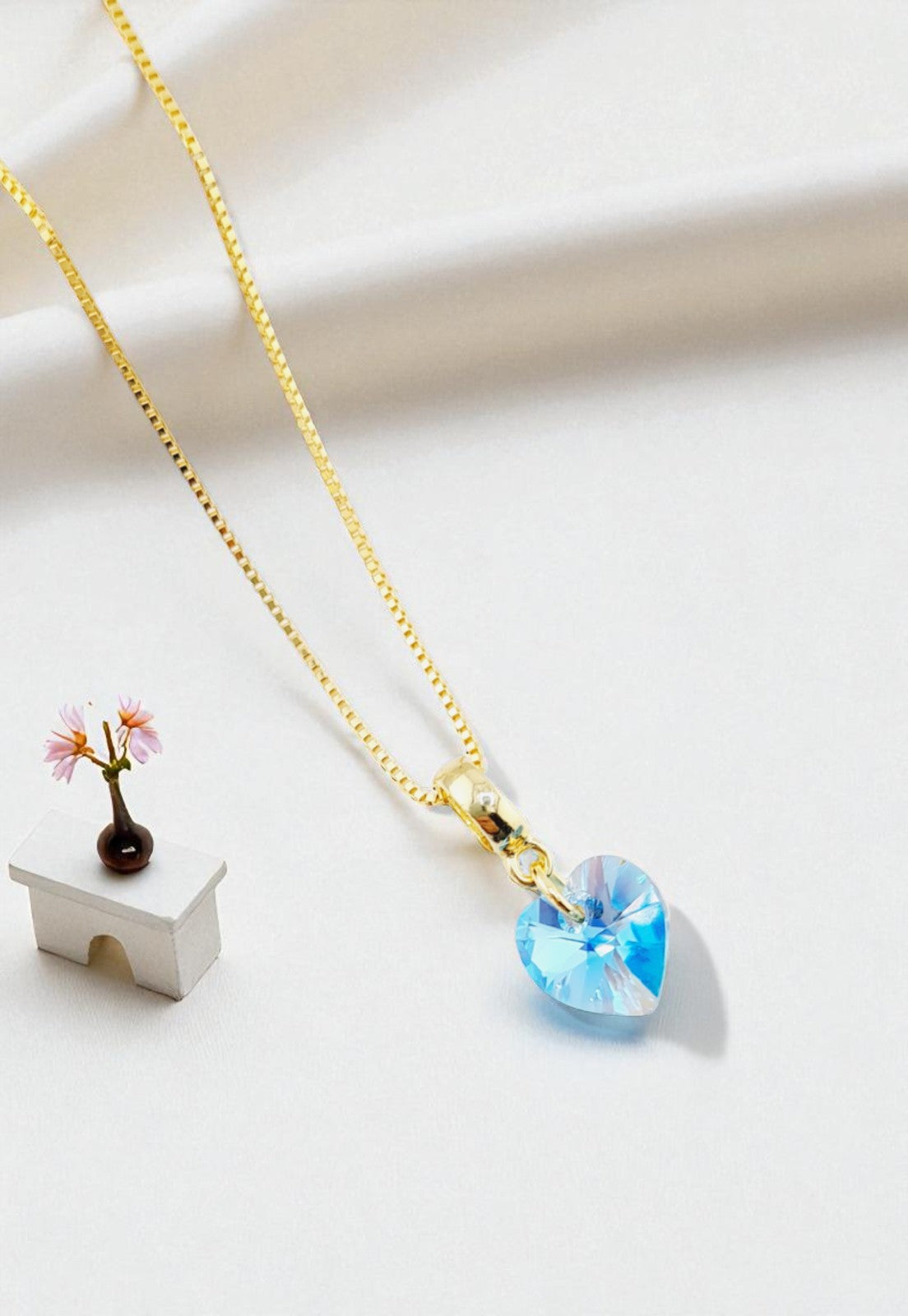 Conjunto Romance Gold 24K Cristal Genuino Aquamarine