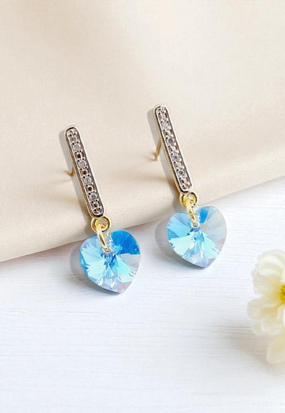 Conjunto Romance Gold 24K Cristal Genuino Aquamarine