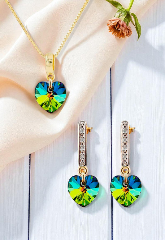 Conjunto Romance Gold 24K Cristal Genuino Vitral Medium