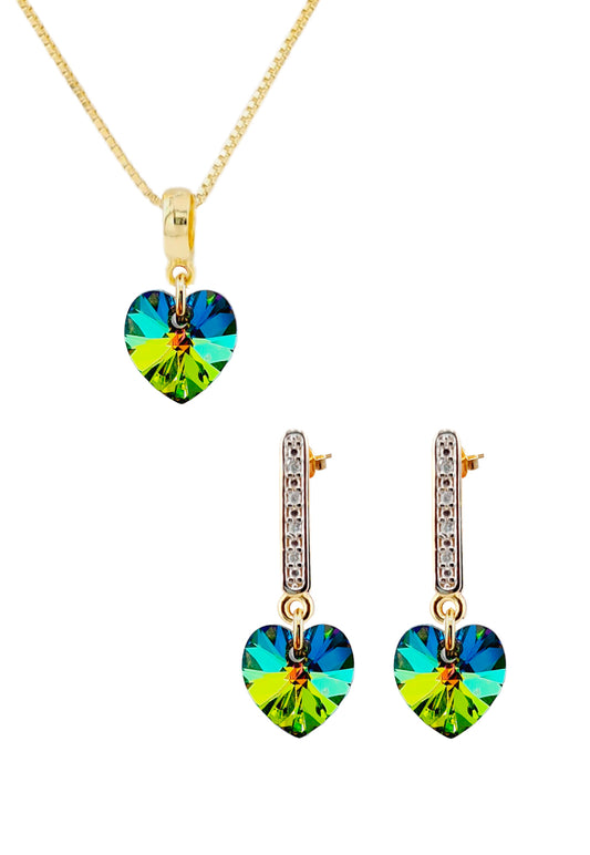 Conjunto Romance Gold 24K Cristal Genuino Vitral Medium