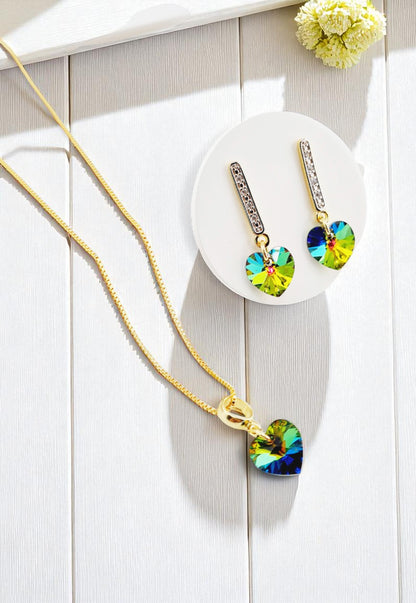 Conjunto Romance Gold 24K Cristal Genuino Vitral Medium