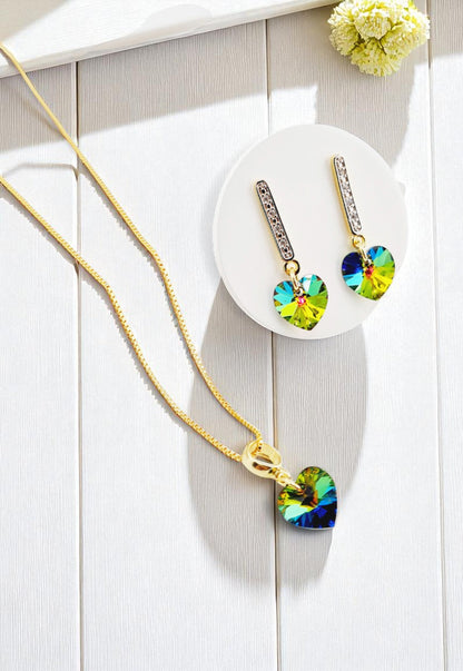 Conjunto Romance Gold 24K Cristal Swarovski® Vitral Medium