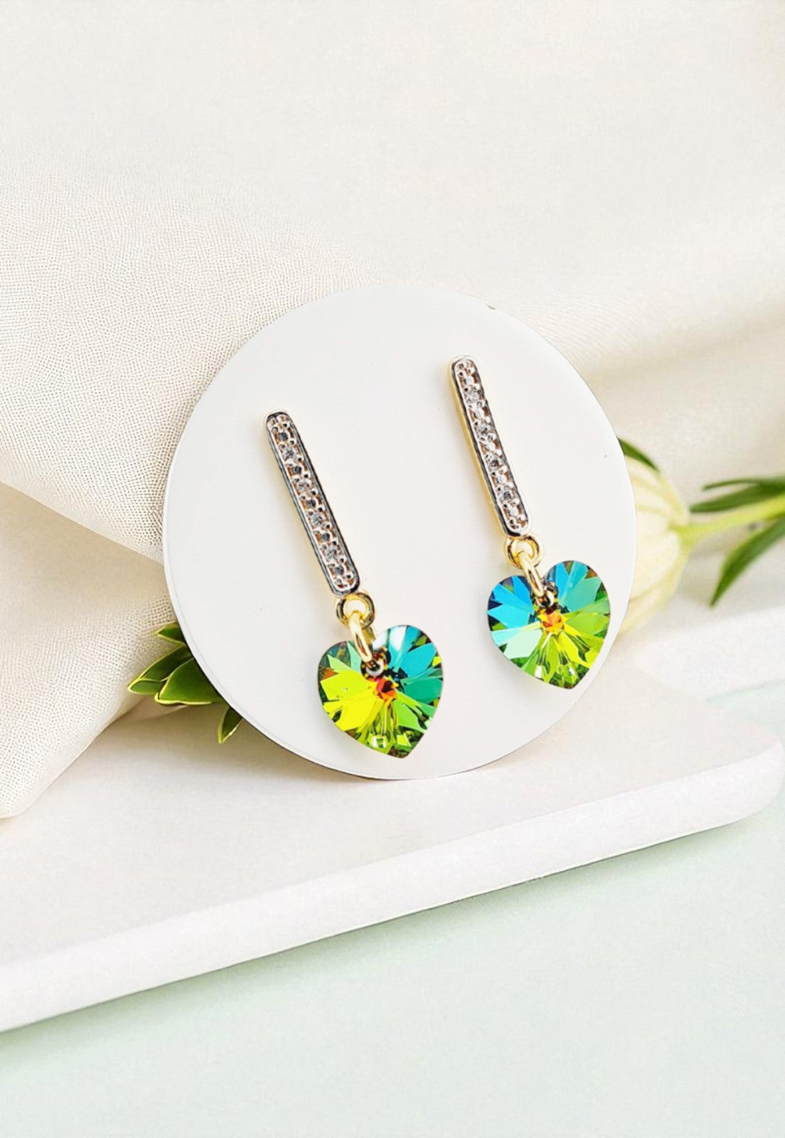 Conjunto Romance Gold 24K Cristal Genuino Vitral Medium