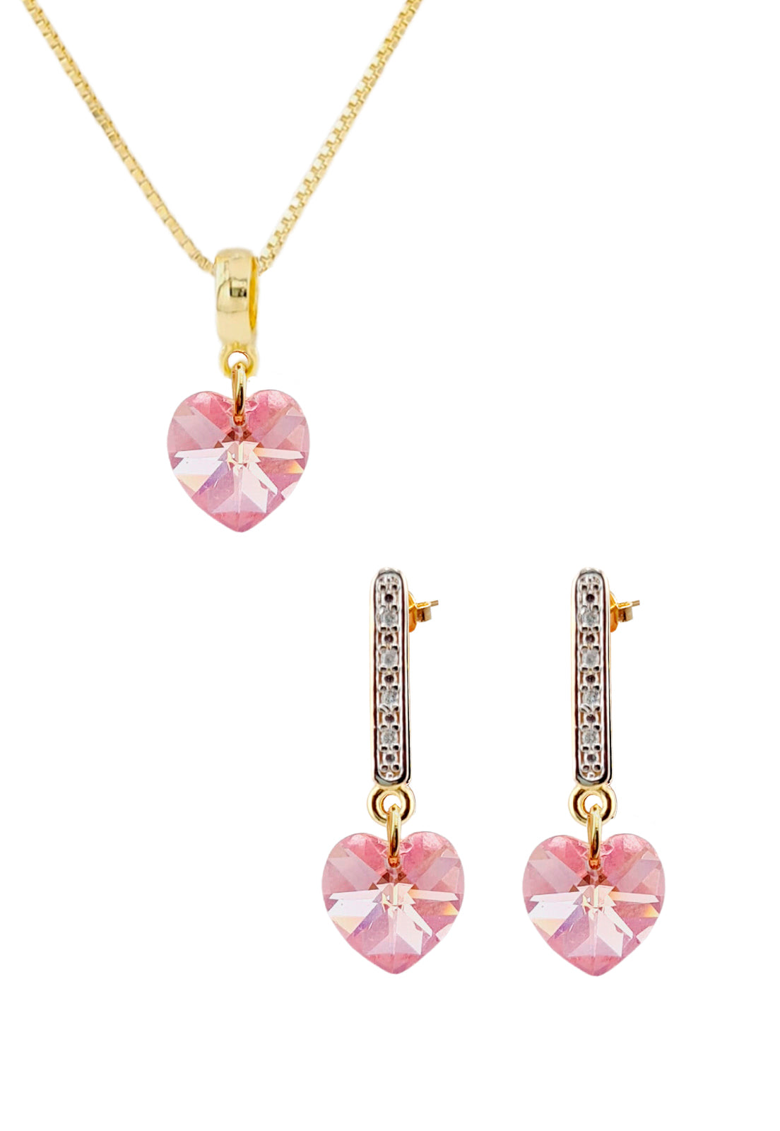 Conjunto Romance Gold 24K Cristal Genuino Ligth Rose