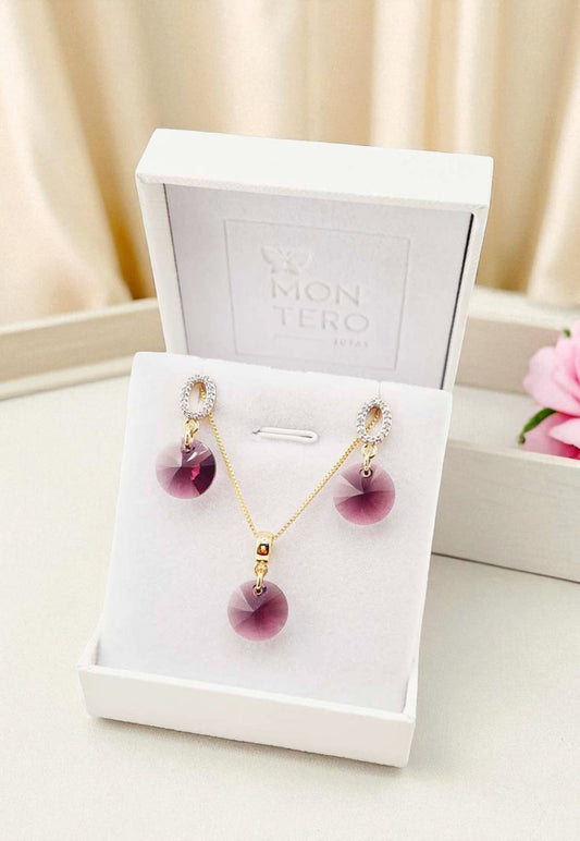 Conjunto Madrid Gold 24K Cristal Swarovski®  Amethyst