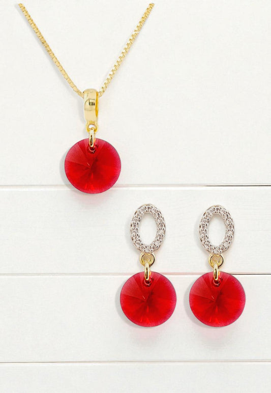 Conjunto Madrid Gold 24K Cristal Swarovski® Scarlet