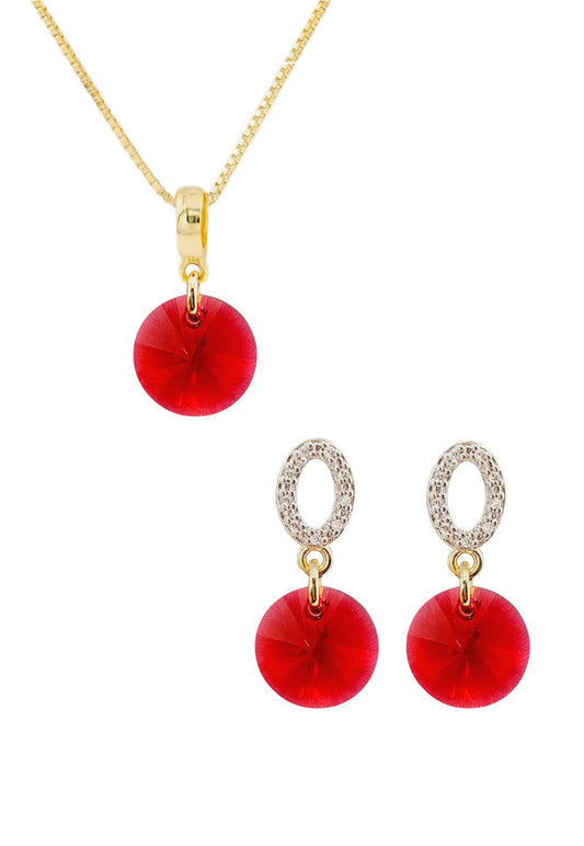 Conjunto Madrid Gold 24K Cristal Swarovski® Scarlet
