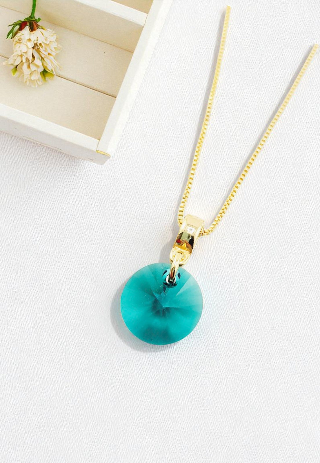 Conjunto Madrid Gold 24K Cristal Genuino Emerald