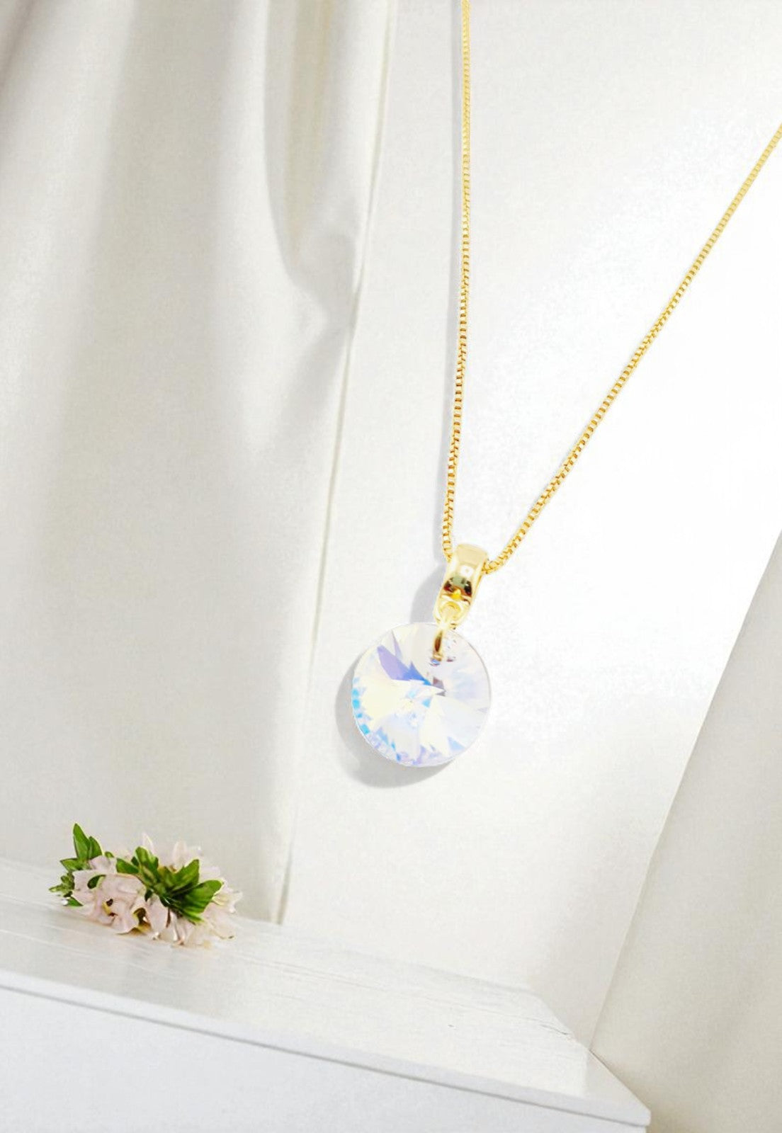 Conjunto Madrid Gold 24K Cristal Genuino Aurora Boreal