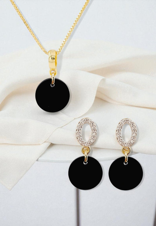 Conjunto Madrid Gold 24K Cristal Genuino Jet