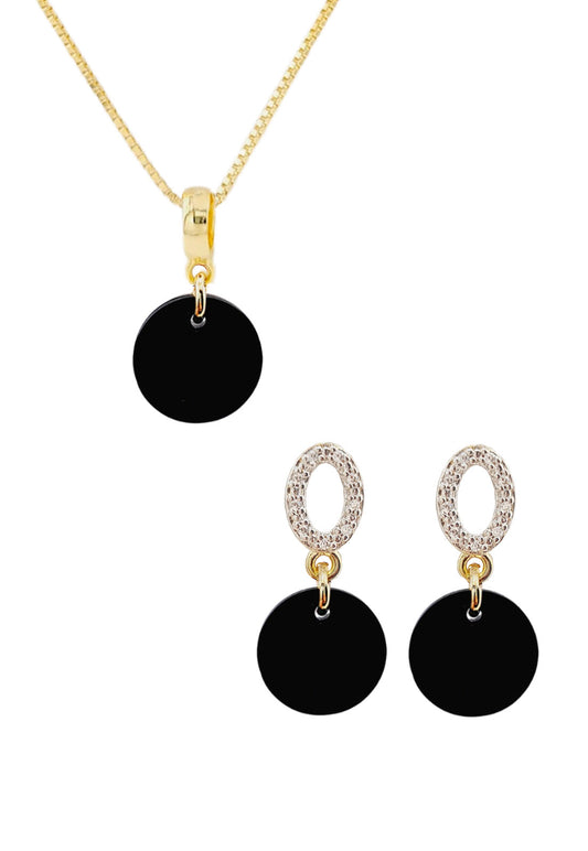 Conjunto Madrid Gold 24K Cristal Genuino Jet