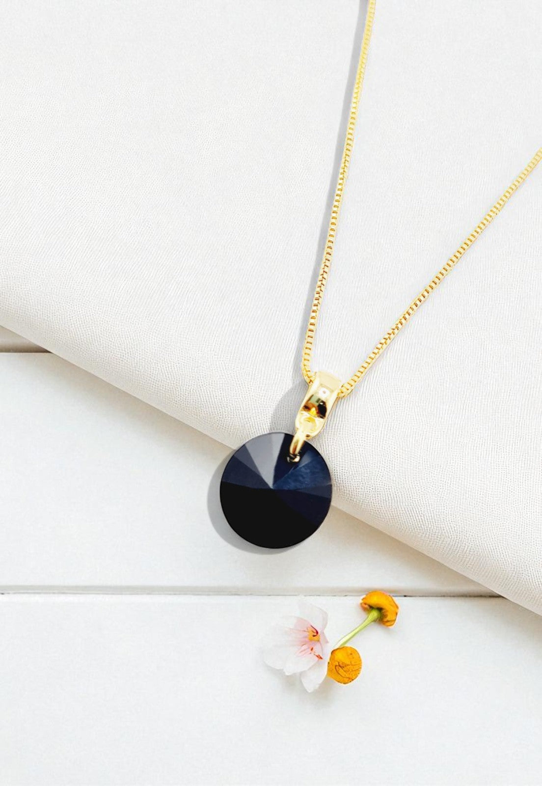 Conjunto Madrid Gold 24K Cristal Genuino Jet