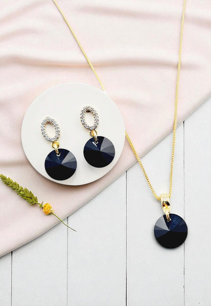 Conjunto Madrid Gold 24K Cristal Genuino Jet