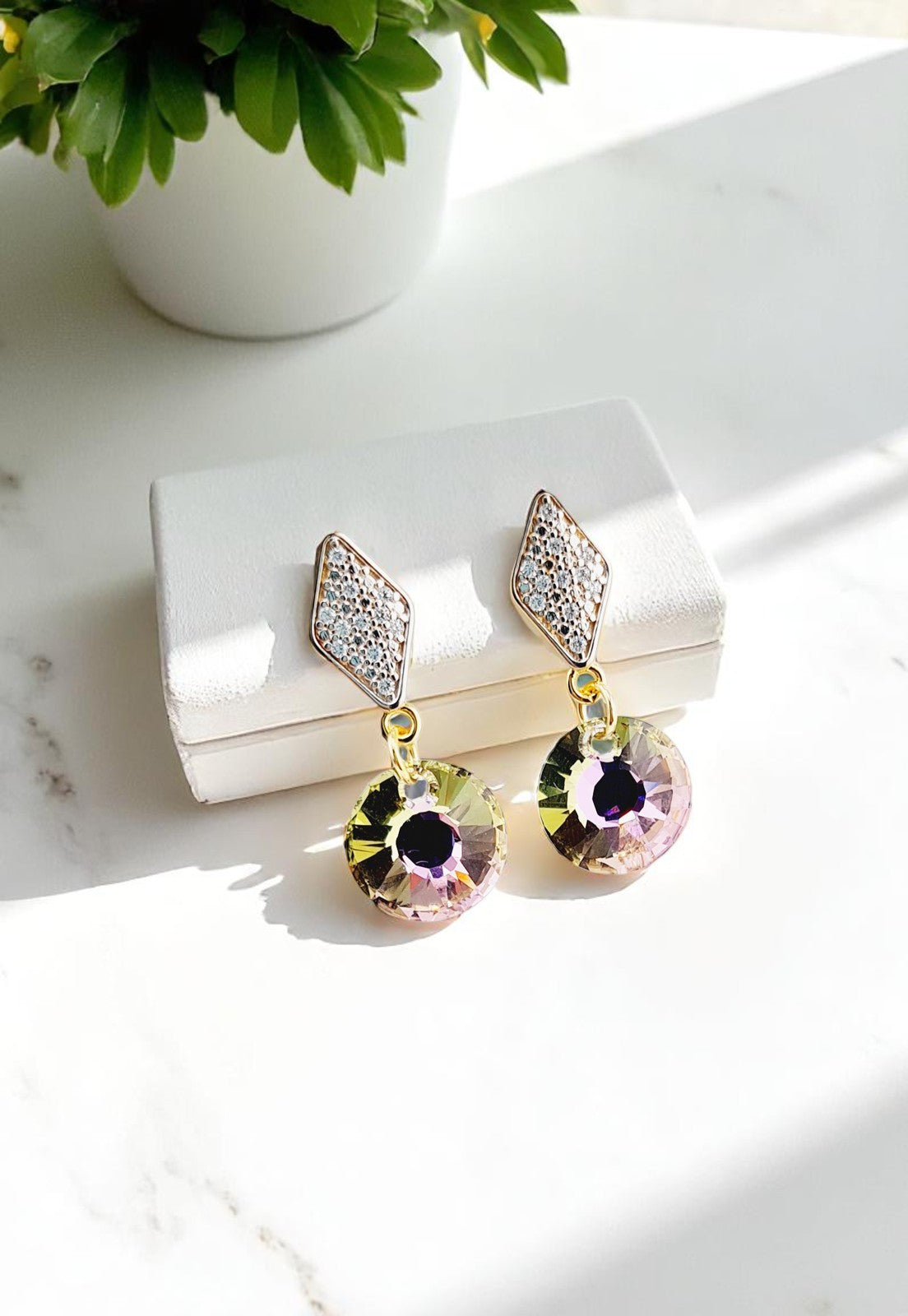 Conjunto Enigma Gold 24K Cristal Genuino Vitral Light