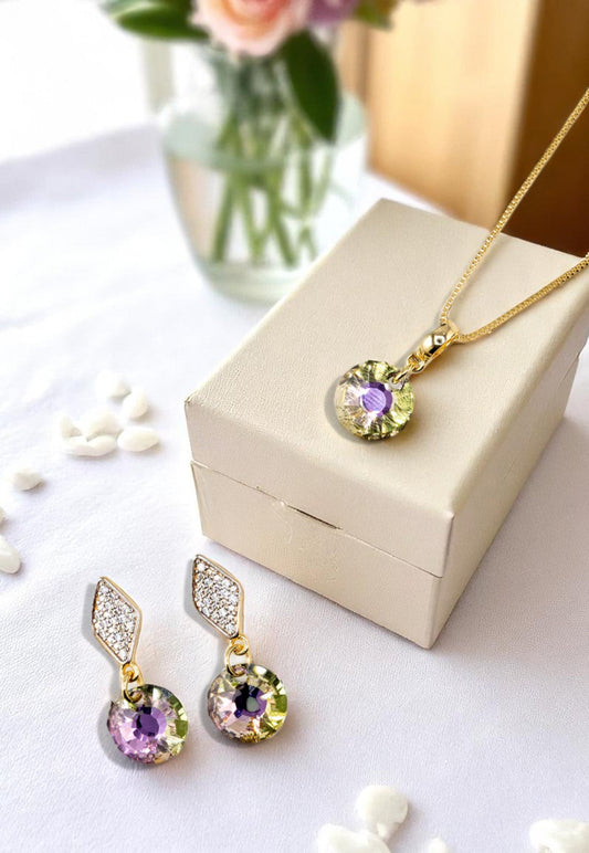 Conjunto Enigma Gold 24K Cristal Swarovski® Vitral Light
