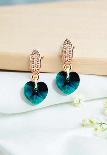 Aros Romance Gold 24K Cristal Genuino Emerald