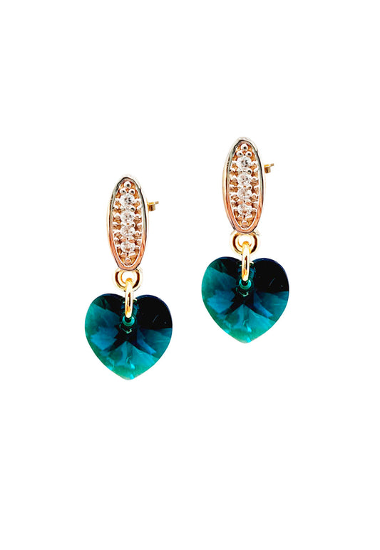Aros Romance Gold 24K Cristal Swarovski® Emerald