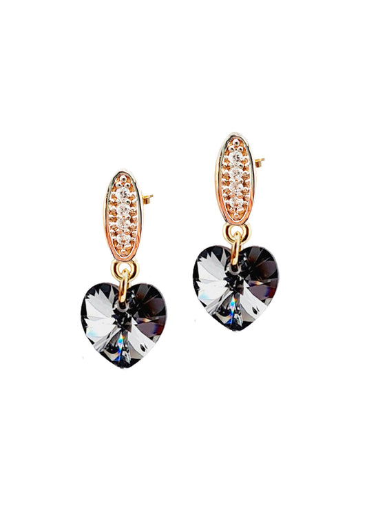 Aros Romance Gold 24K Cristal Swarovski® Silver Night