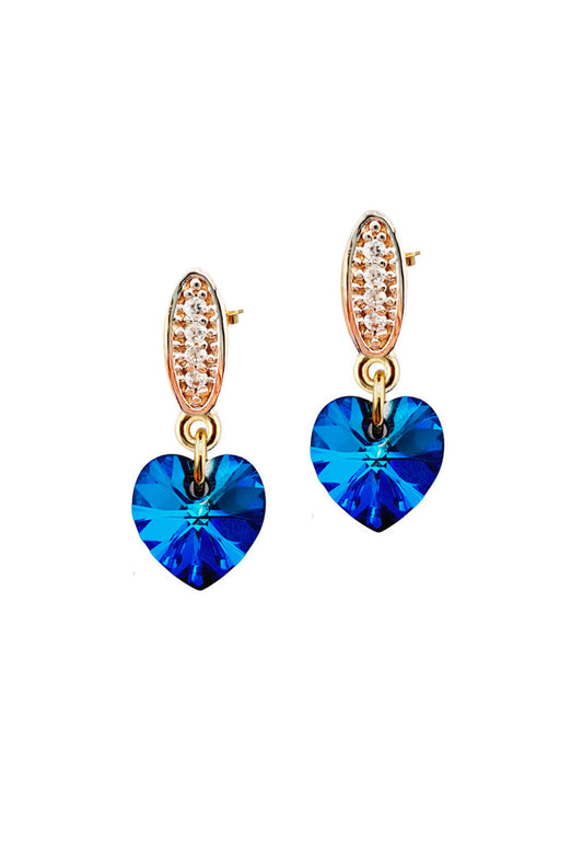 Aros Romance Gold 24K Cristal Swarovski® Bermuda Blue