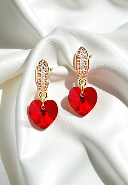 Aros Romance Gold 24K Cristal Genuino Siam Shimmer