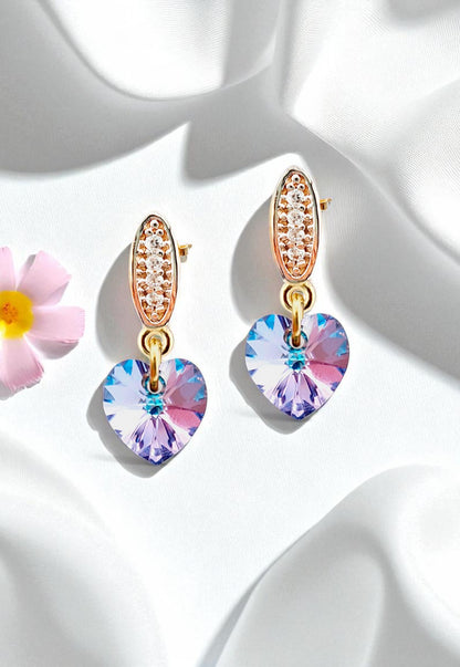 Aros Romance Gold 24K Cristal Genuino Vitral Light