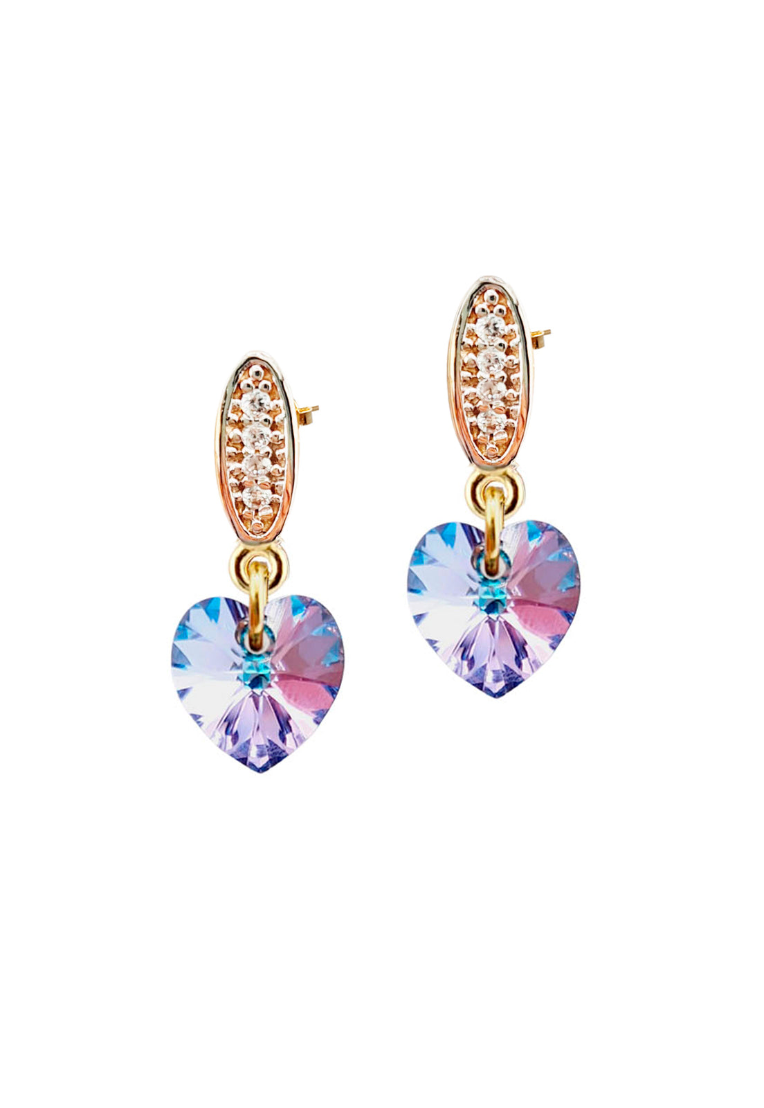 Aros Romance Gold 24K Cristal Genuino Vitral Light