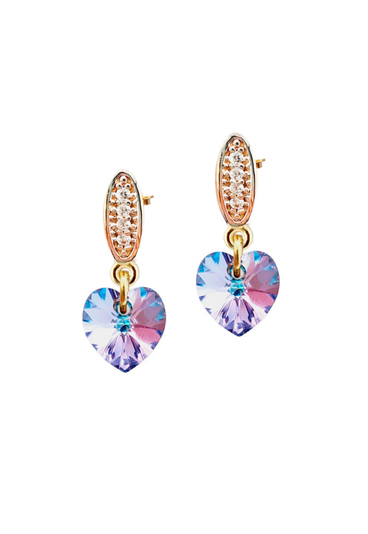 Aros Romance Gold 24K Cristal Genuino Vitral Light