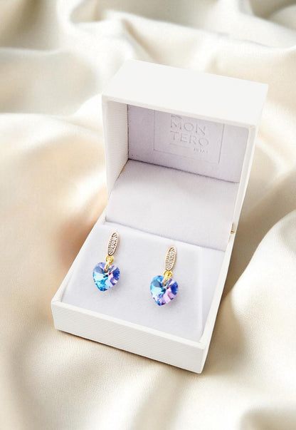 Aros Romance Gold 24K Cristal Genuino Vitral Light