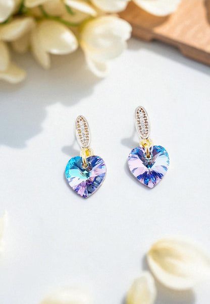 Aros Romance Gold 24K Cristal Genuino Vitral Light