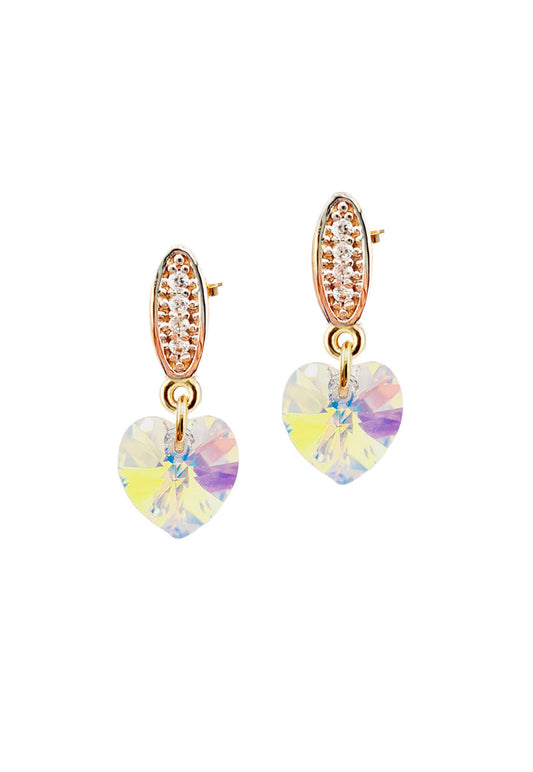 Aros Romance Gold 24K Cristal Swarovski® Aurora Boreal