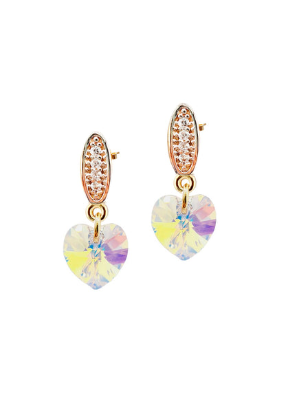 Aros Romance Gold 24K Cristal Genuino Aurora Boreal