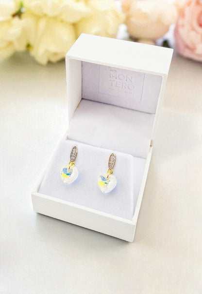 Aros Romance Gold 24K Cristal Genuino Aurora Boreal