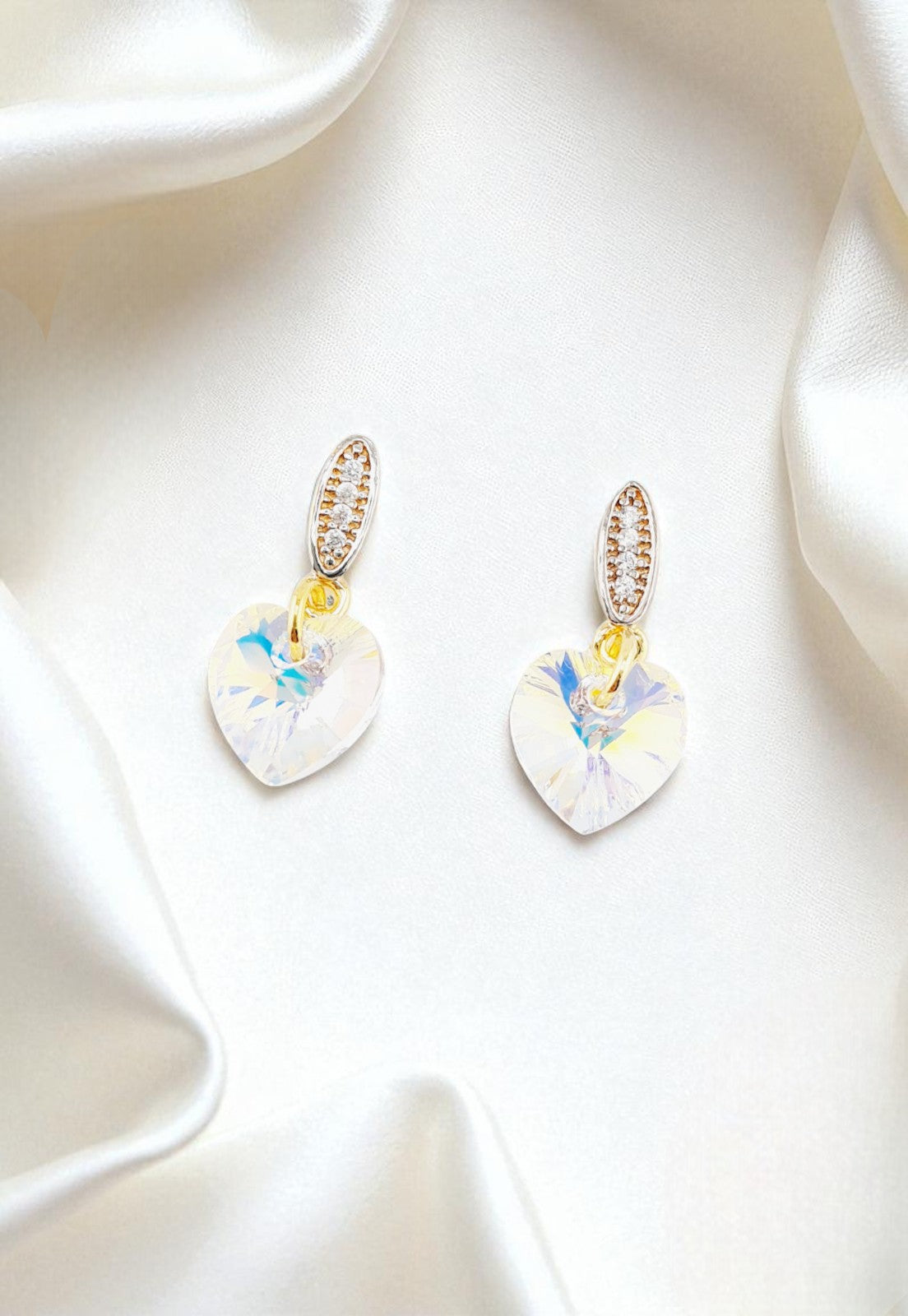 Aros Romance Gold 24K Cristal Genuino Aurora Boreal