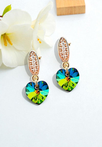 Aros Romance Gold 24K Cristal Genuino Vitral Medium