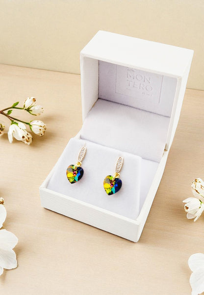 Aros Romance Gold 24K Cristal Genuino Vitral Medium