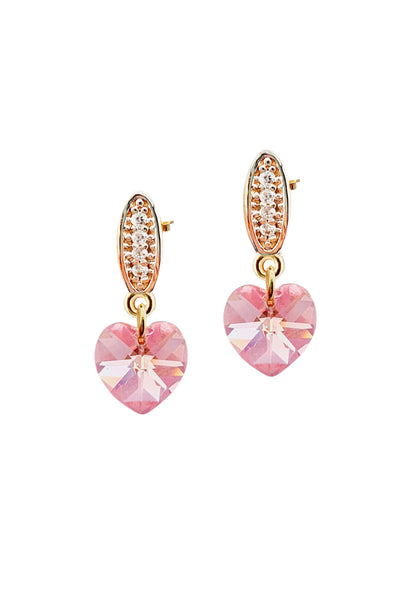 Aros Romance Gold 24K Cristal Genuino Light Rose