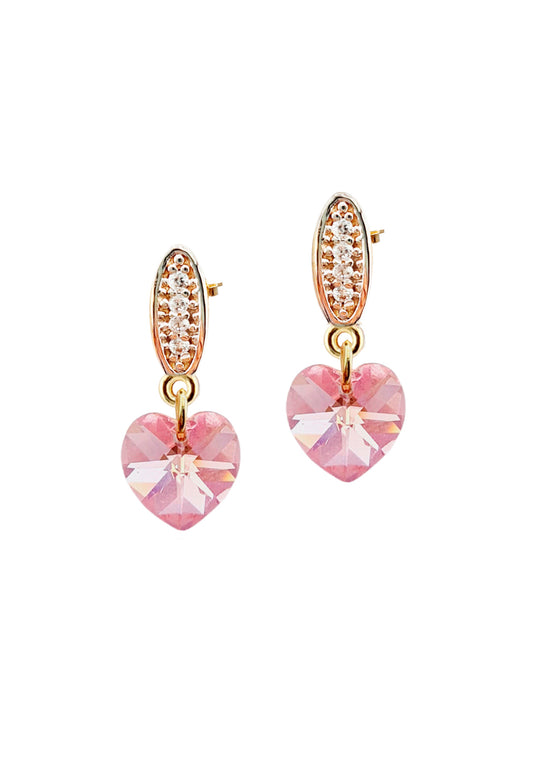 Aros Romance Gold 24K Cristal Genuino Light Rose