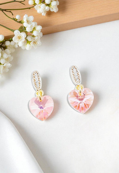 Aros Romance Gold 24K Cristal Genuino Light Rose