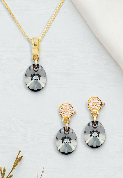 Conjunto Praga Gold 24K Cristal Swarovski® Silver Night
