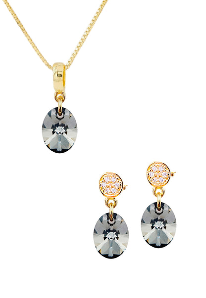 Conjunto Praga Gold 24K Cristal Swarovski® Silver Night