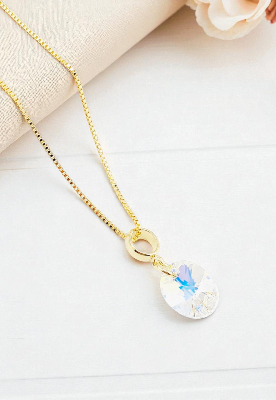 Conjunto Praga Gold 24K Cristal Swarovski® Aurora Boreal
