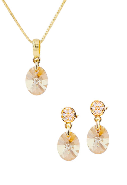 Conjunto Praga Gold 24K Cristal Swarovski® Golden Shadow
