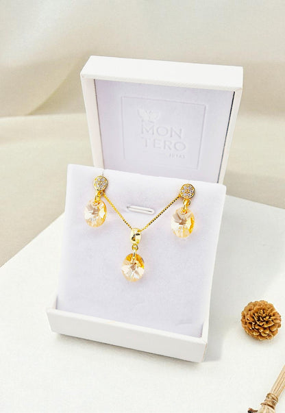 Conjunto Praga Gold 24K Cristal Swarovski® Golden Shadow
