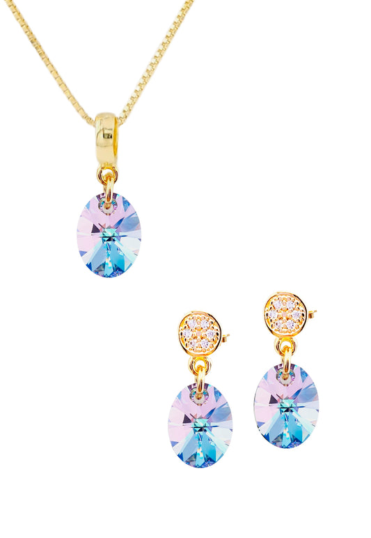 Conjunto Praga Baño Oro 24K Cristal Genuino Vitral Light