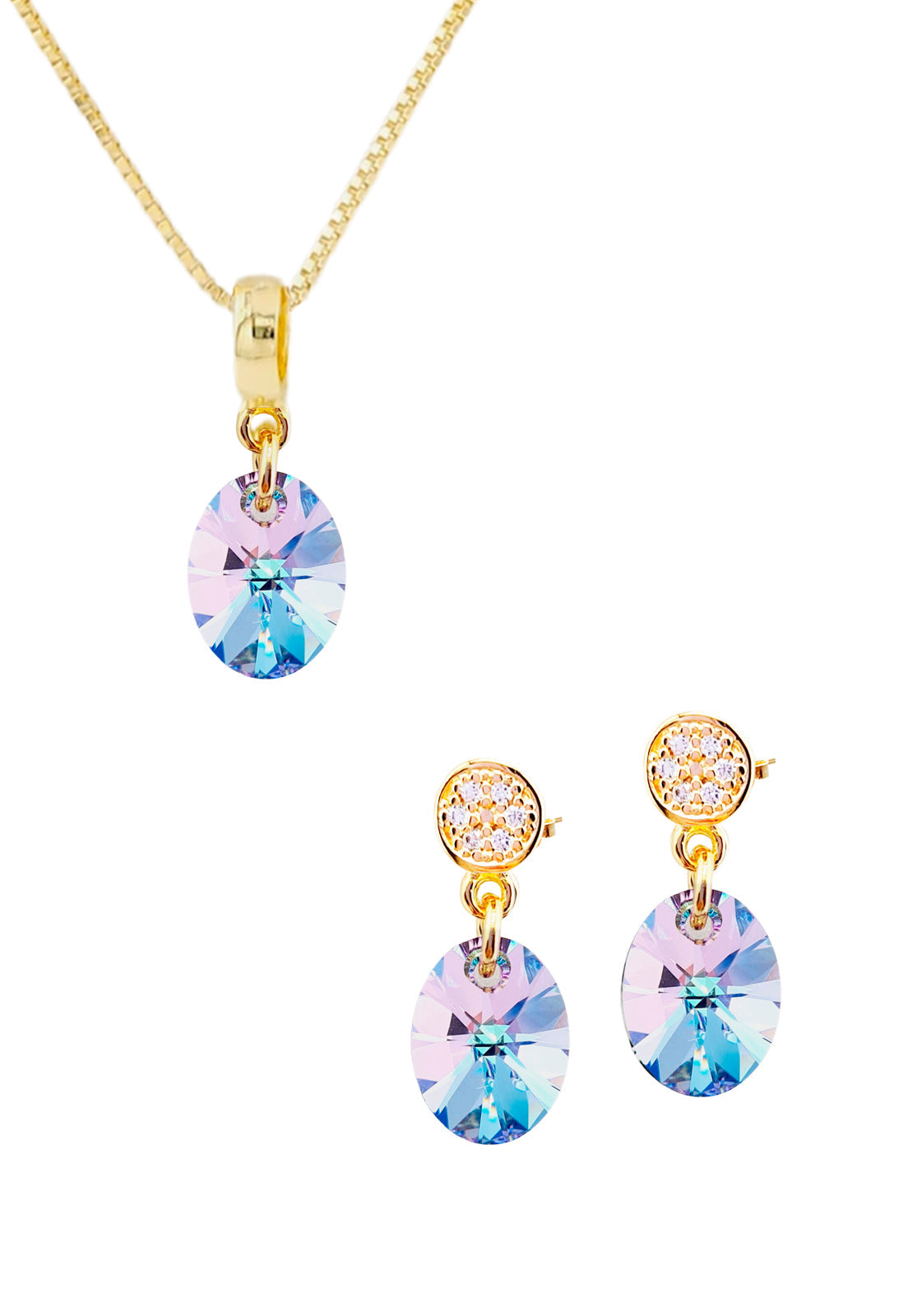 Conjunto Praga Gold 24K Cristal Swarovski® Vitral Light