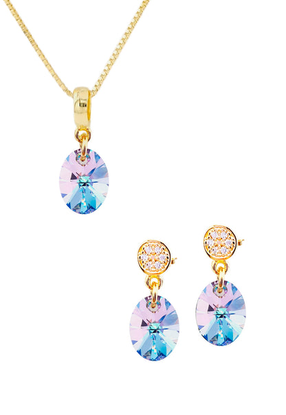 Conjunto Praga Gold 24K Cristal Swarovski® Vitral Light