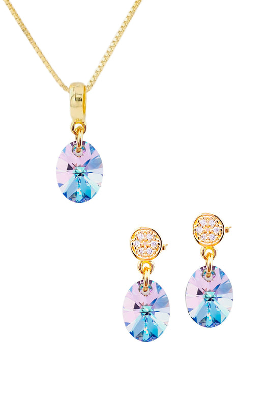 Conjunto Praga Gold 24K Cristal Swarovski® Vitral Light