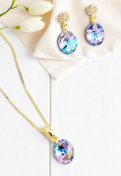 Conjunto Praga Gold 24K Cristal Swarovski® Vitral Light