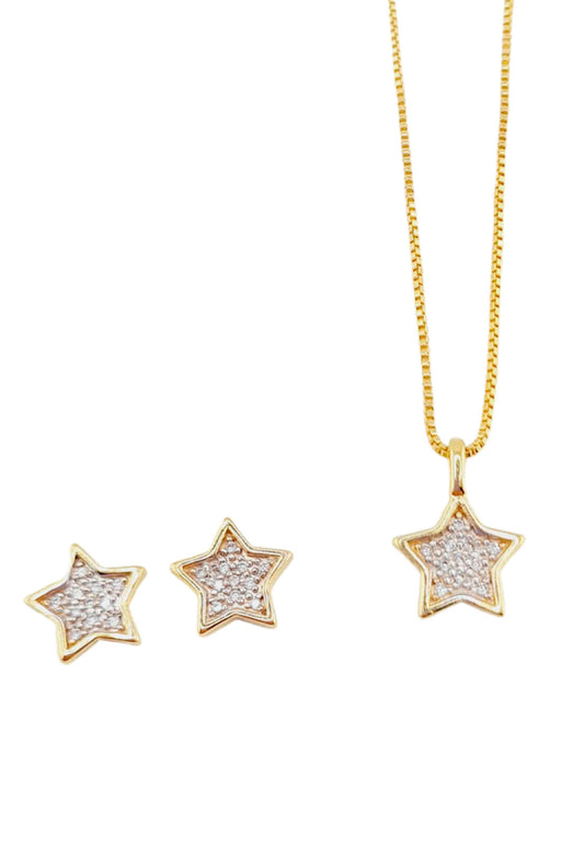 Conjunto Estelar Gold 24K Microcircon